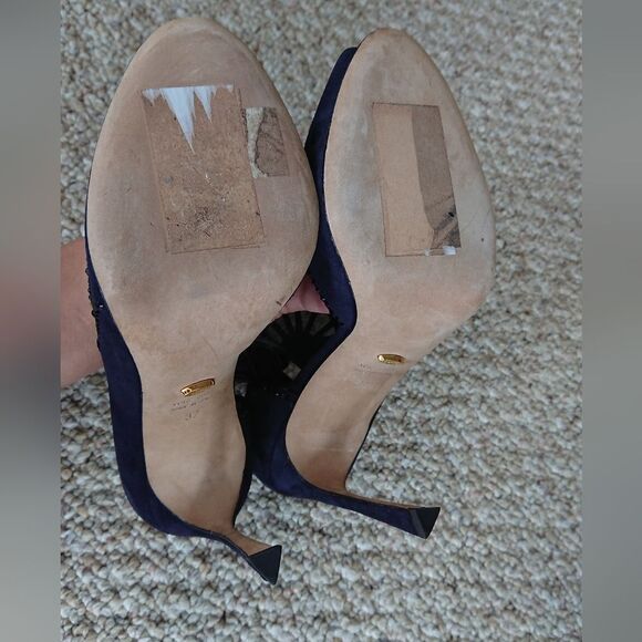 Sergio Rossi Poetic Surrealism night blue butterfly suede heels size 37 - Picture 14 of 15